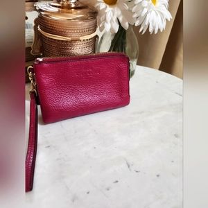 Coach red Pebbled wristlet